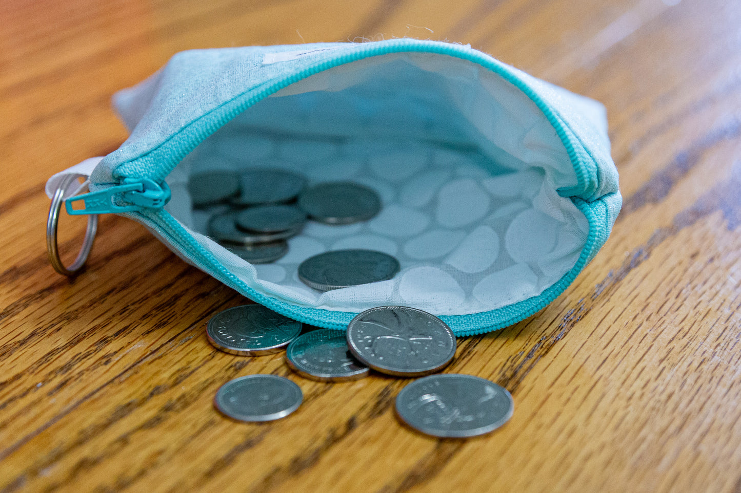 Aqua Sparkle Quilted Keychain Wallet