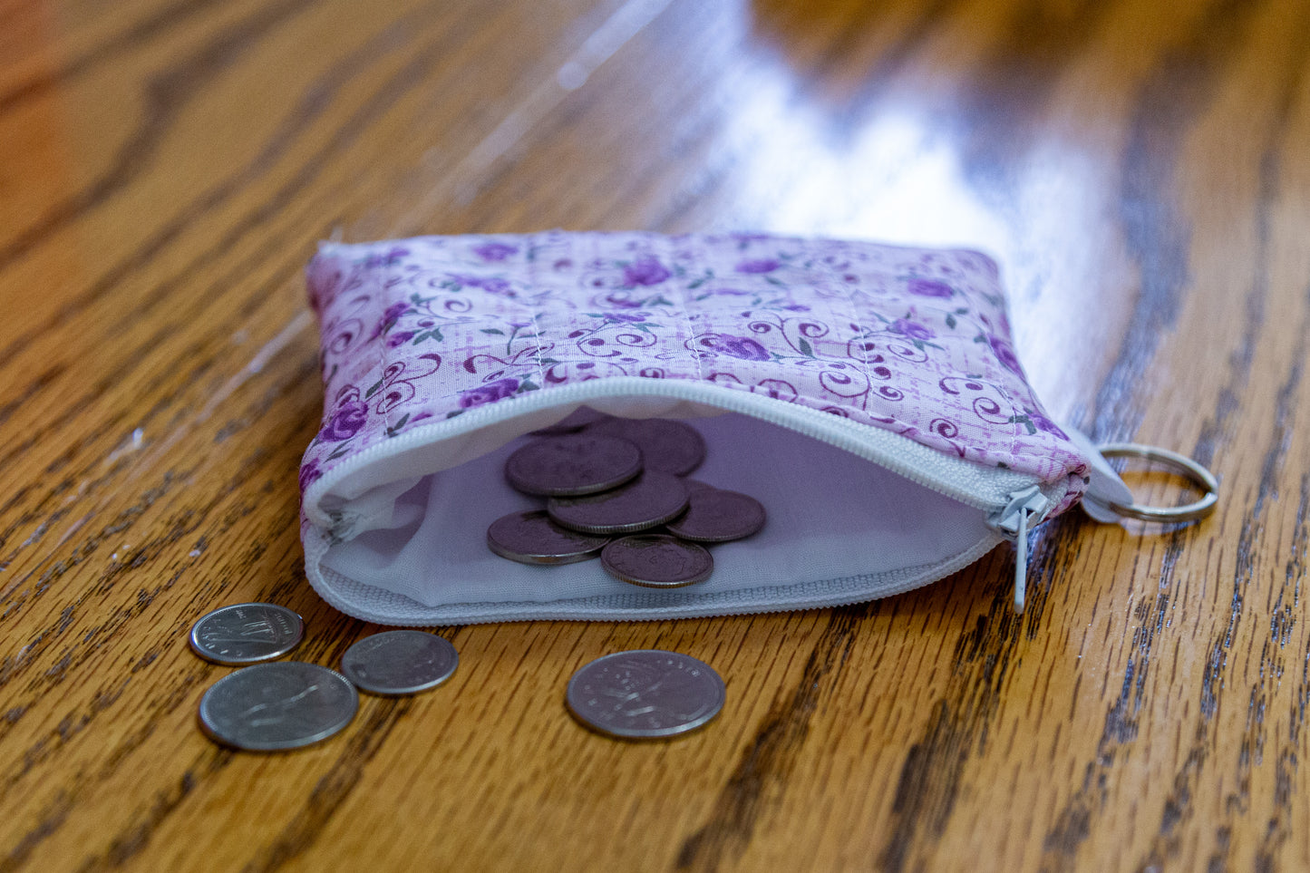 Purple Roses Quilted Keychain Wallet *Limited Edition*
