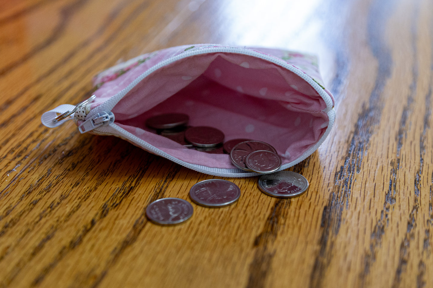 Rose Garden Tea For Two Pink Quilted Keychain Wallet
