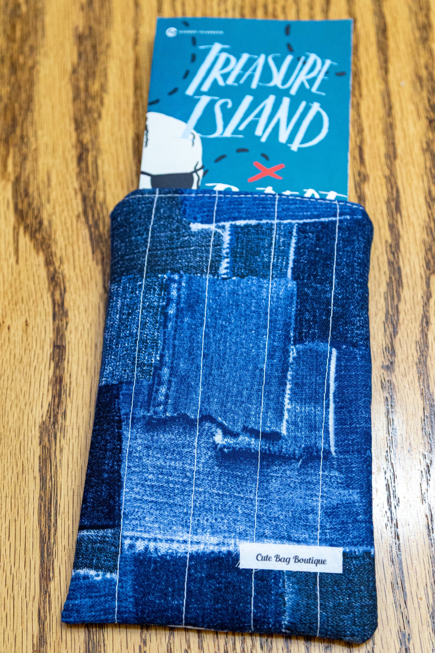 Denim Patches Quilted Small Book Sleeve