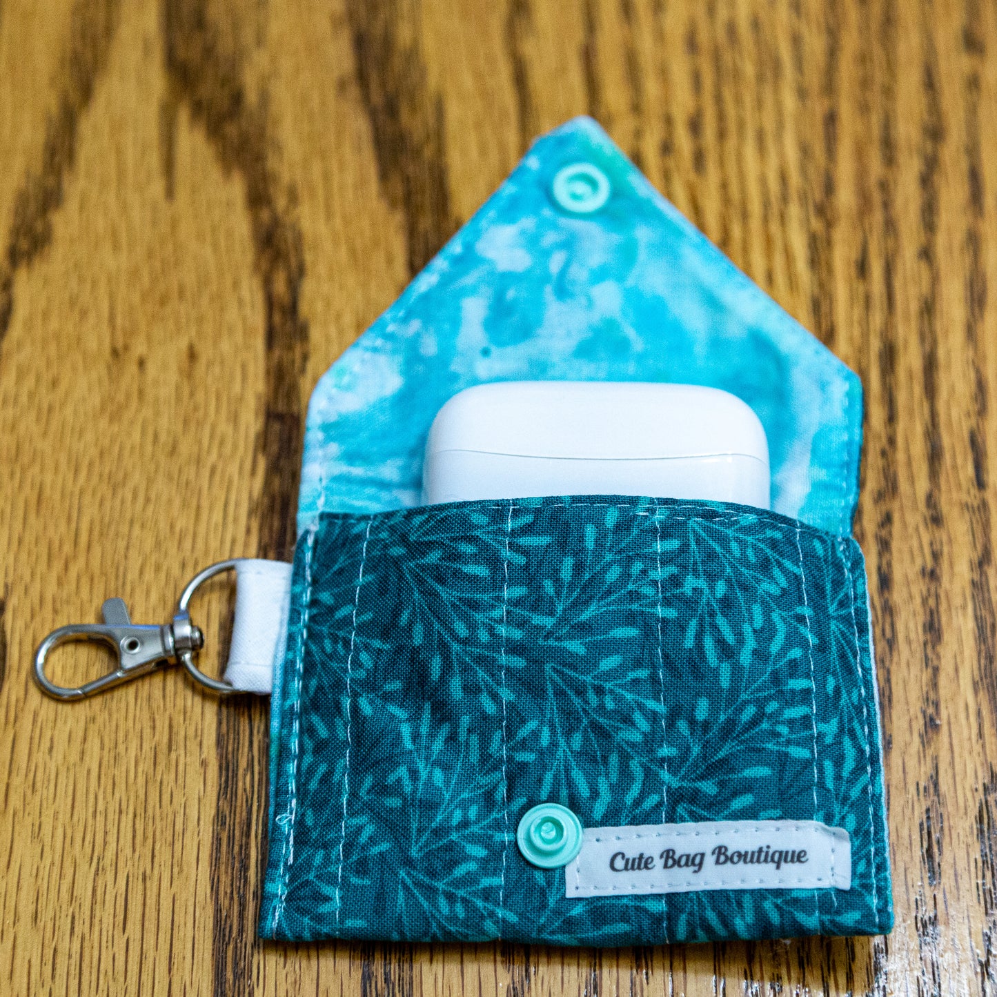 Teal Vines Quilted Earbud Case *Limited Edition*