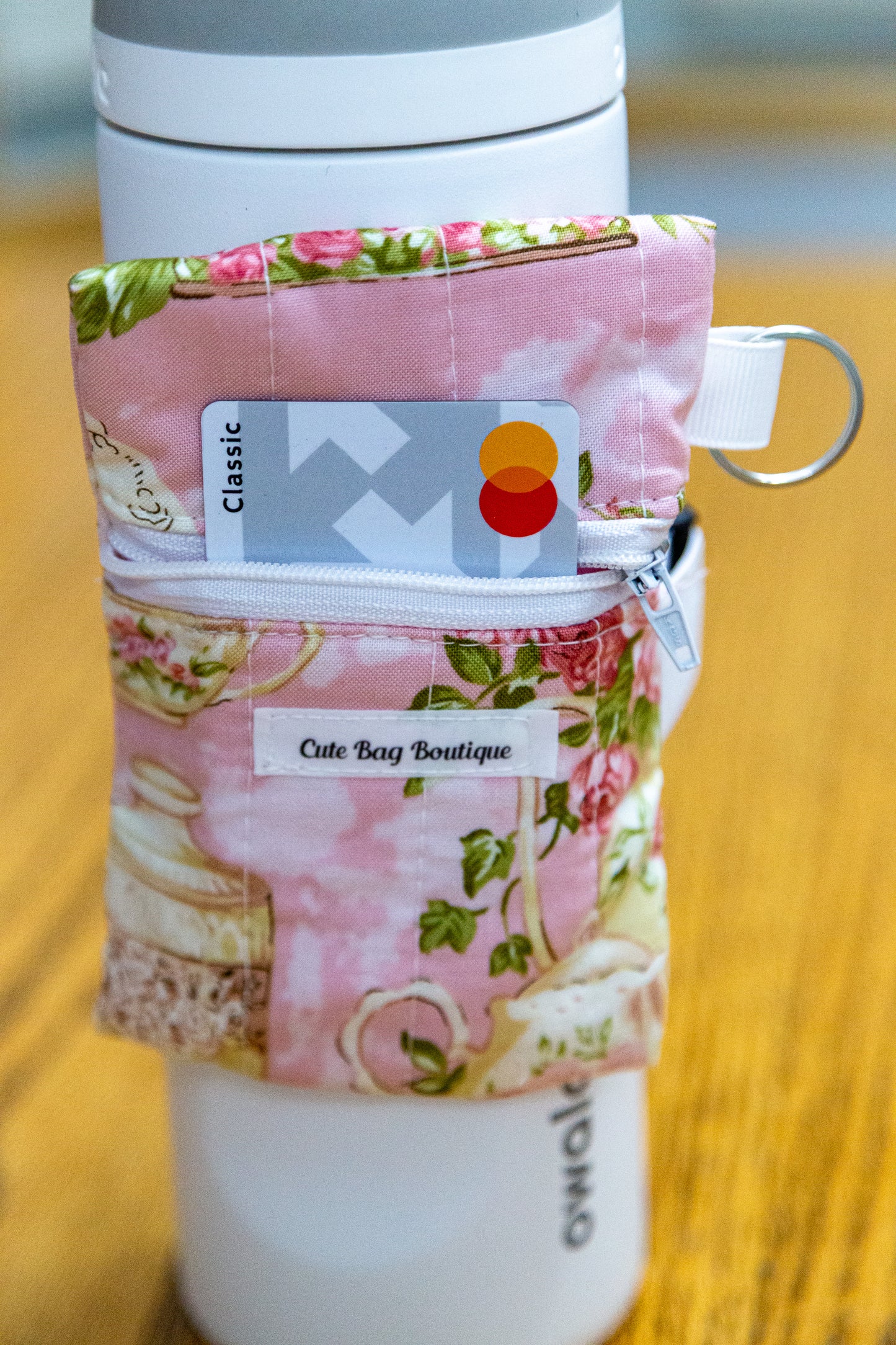 Rose Garden Tea For Two Pink Water Bottle Wallet