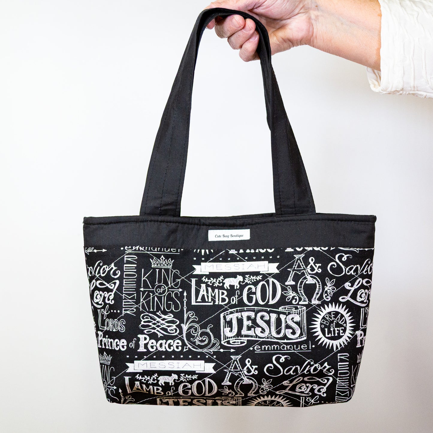 Quilted Chalk Names of Jesus Bible Bag