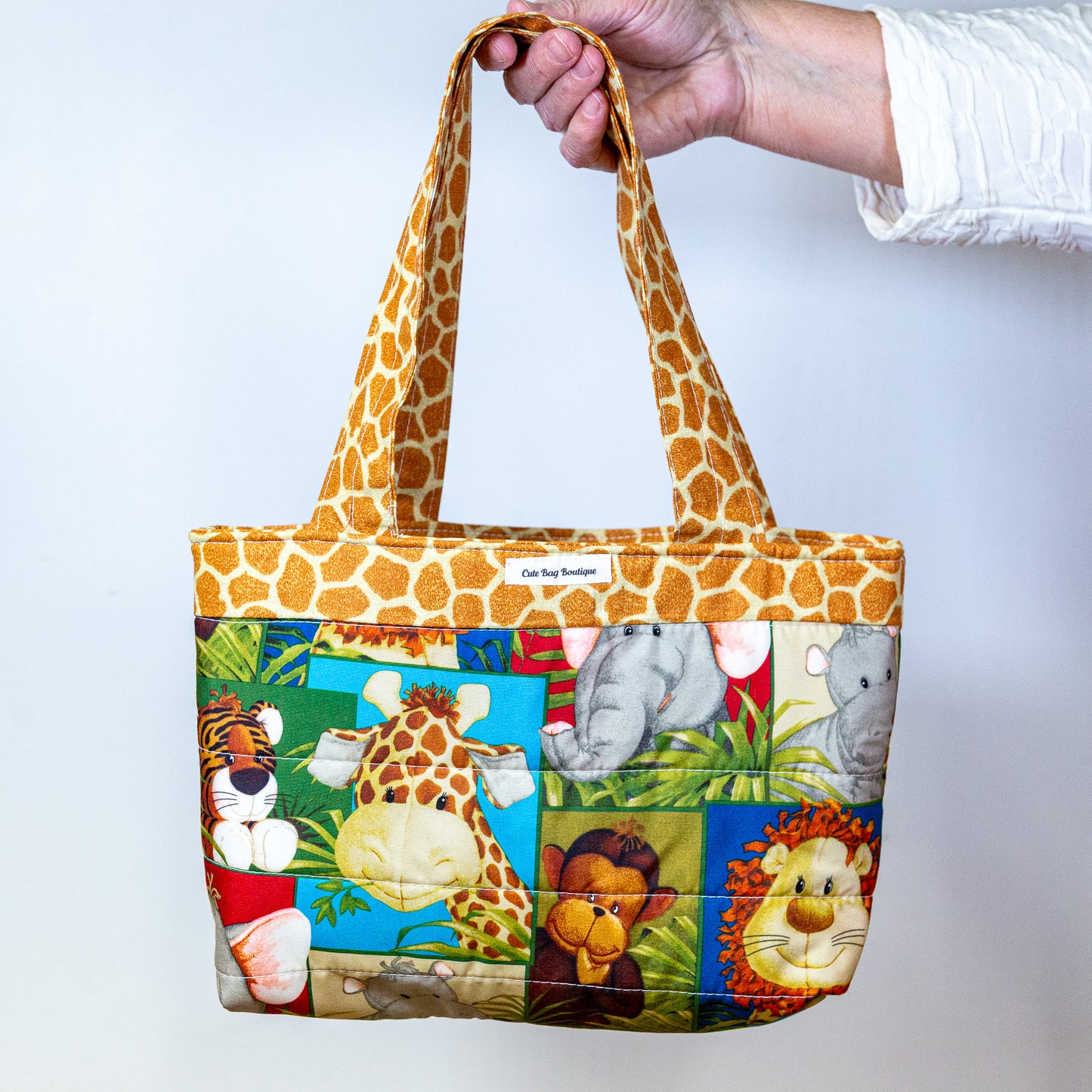 Quilted Zoo Animals Kid Tote Bag