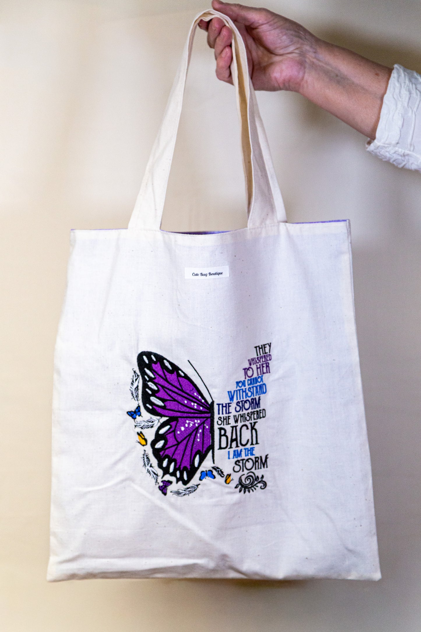 Embroidered I Am The Storm Tote Bag