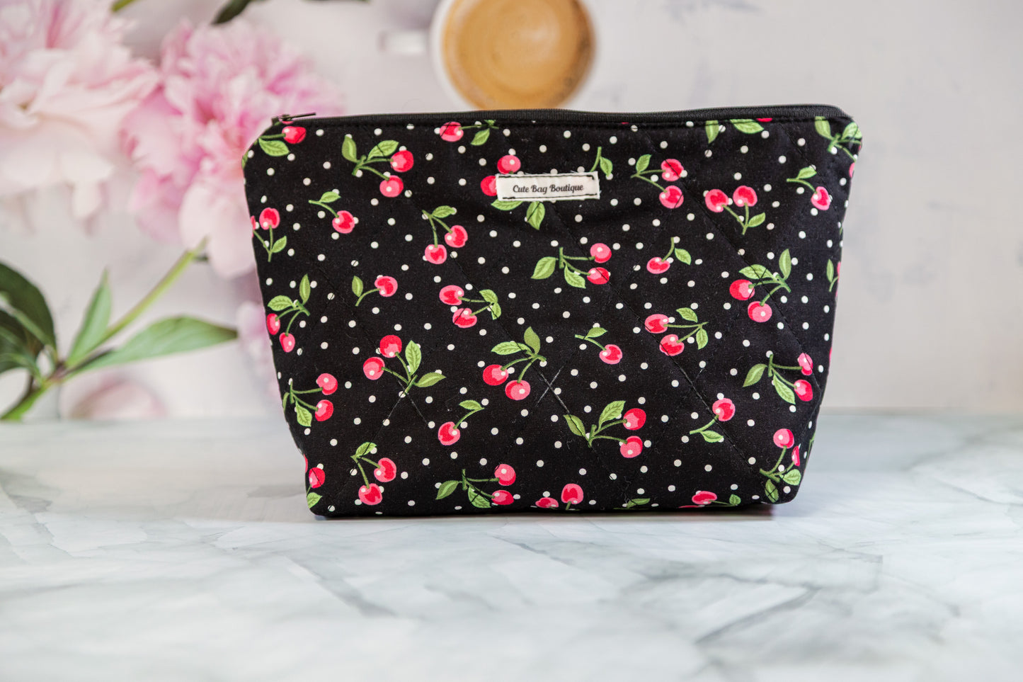 Cherry Toss Quilted Cosmetic Bag