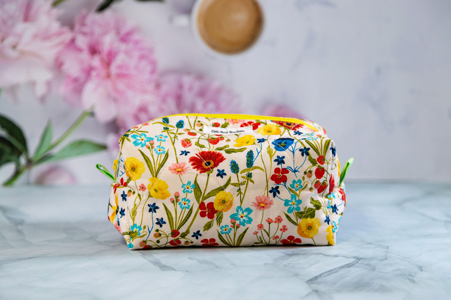Sing A Song Floral Quilted Boxy Cosmetic Bag