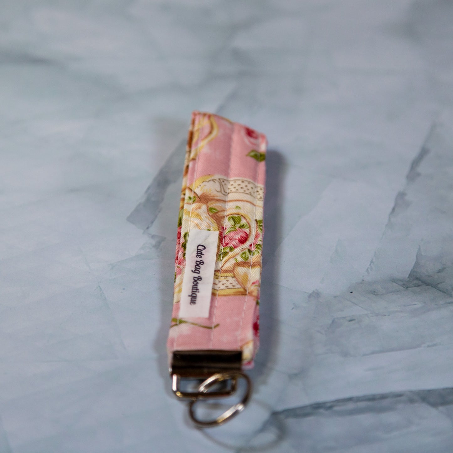 Rose Garden Tea For Two Pink Quilted Wristlet