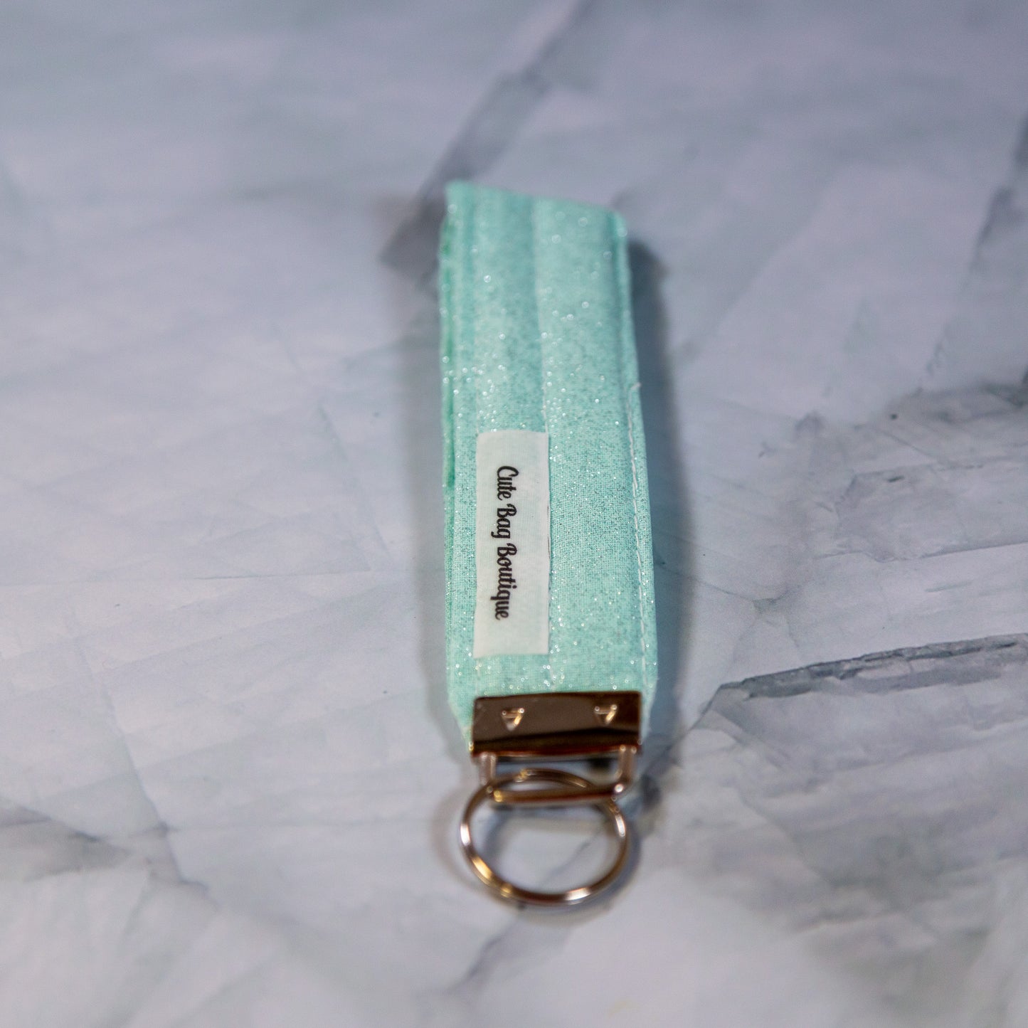 Aqua Sparkle Quilted Wristlet