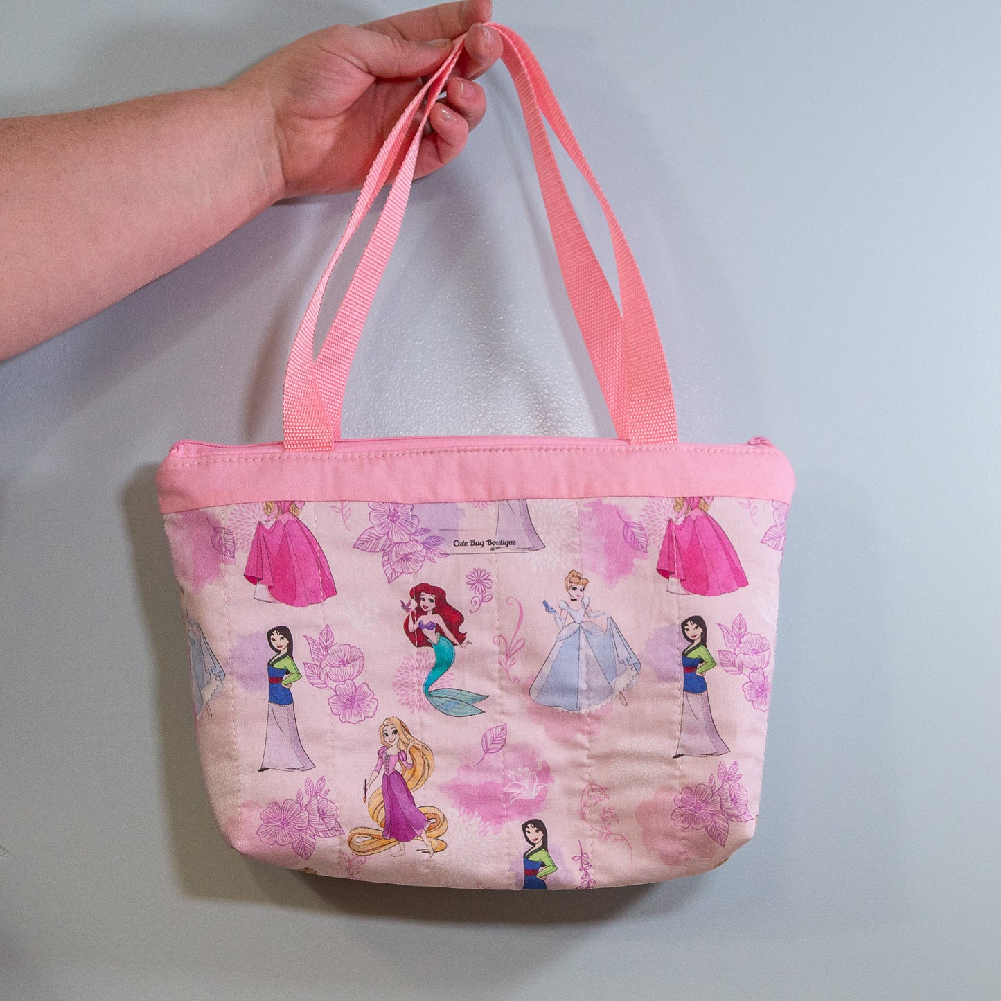 QuiltedPink Princesses Zippered Kid Tote Bag