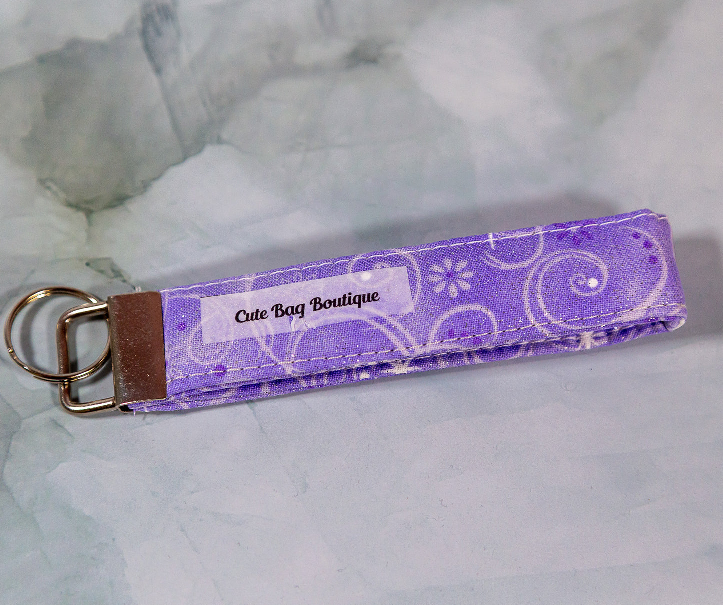 Purple Swirls Quilted Key Fob