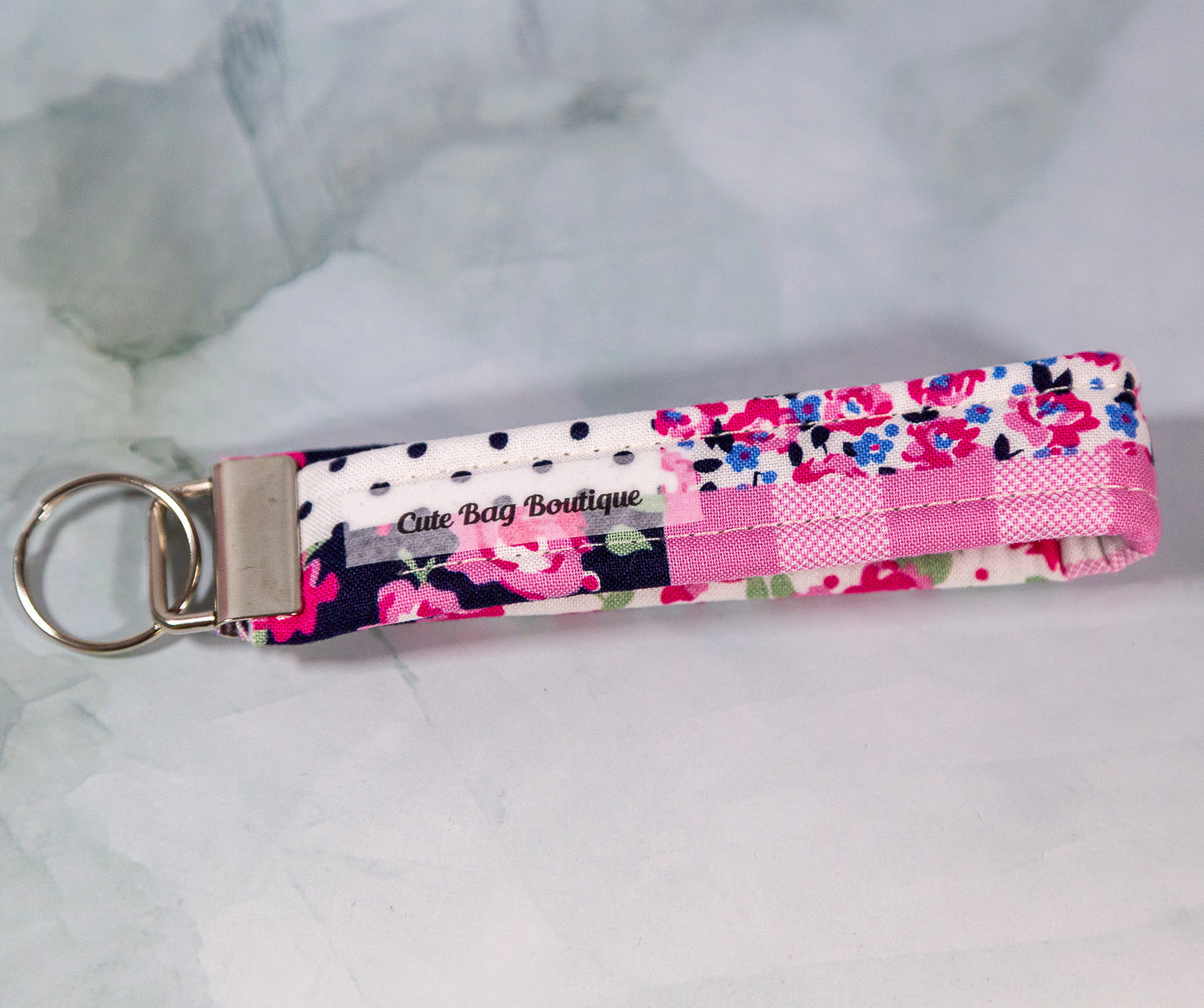 Preppy Patchwork Quilted Key Fob