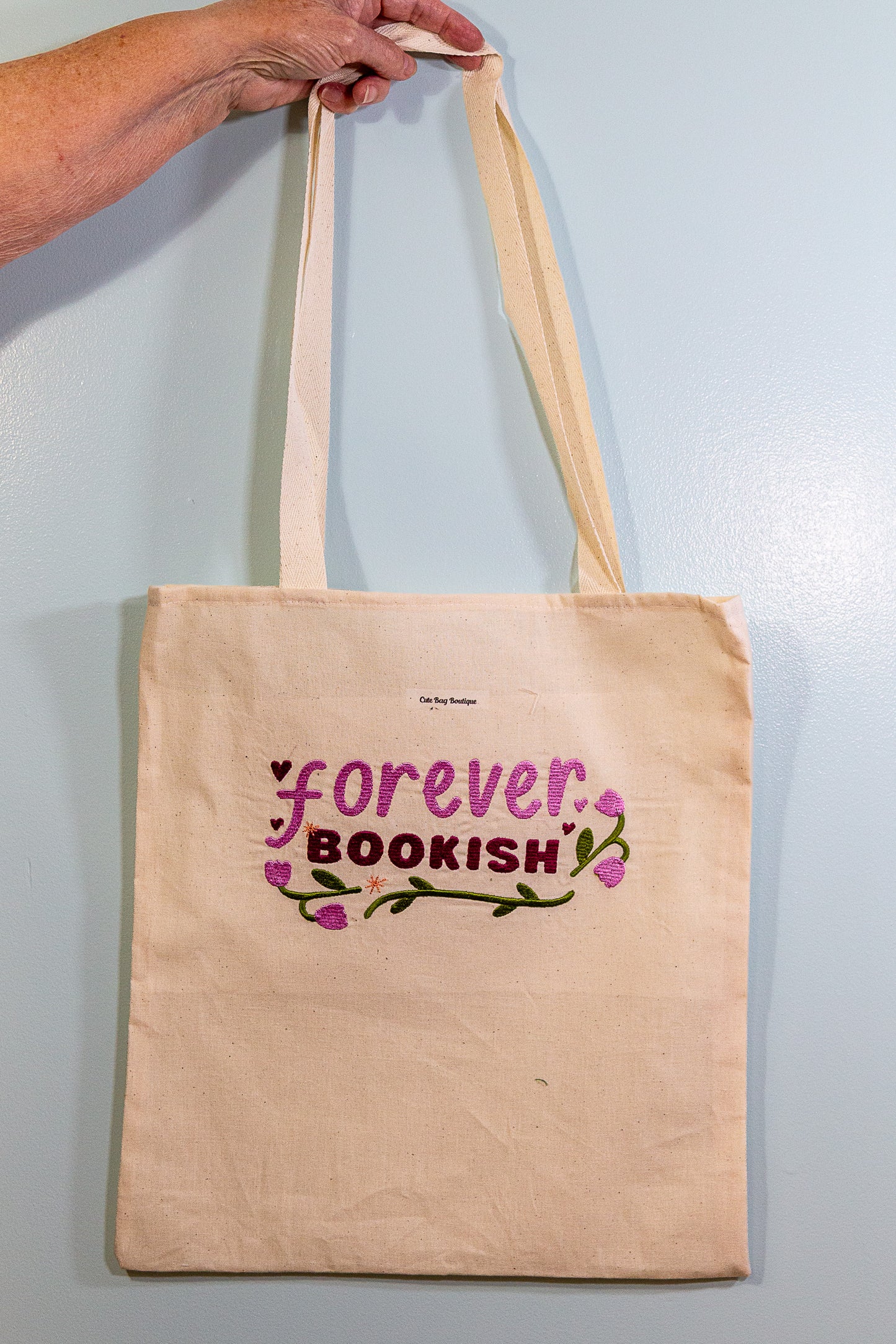 Embroidered Forever Bookish Tote Bag