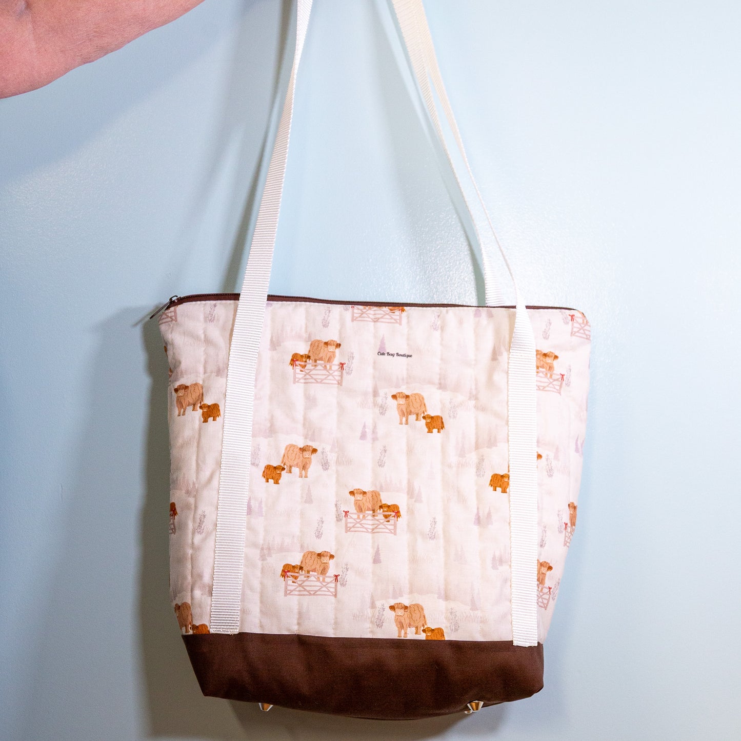 Quilted Maisy Winter Scenic Highland Cow Tote Bag *Limited Edition*