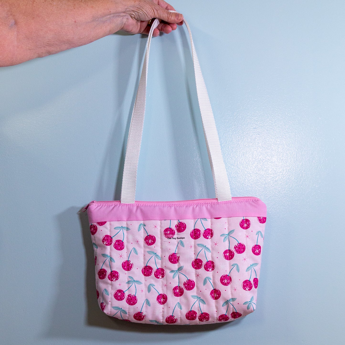 Quilted Disco Cherries Zippered Bible Bag/Mini Tote