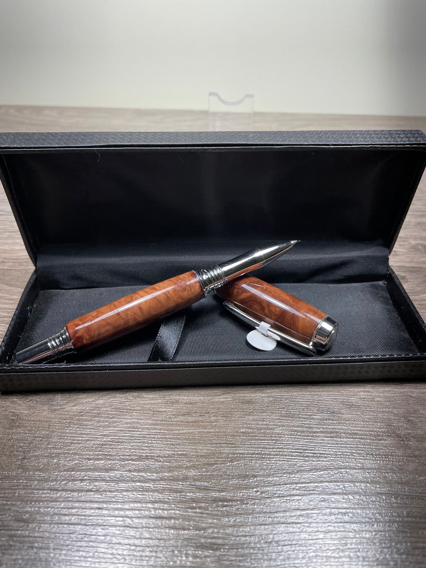Algonquin Rollerball Rhodium Black Ash Burl