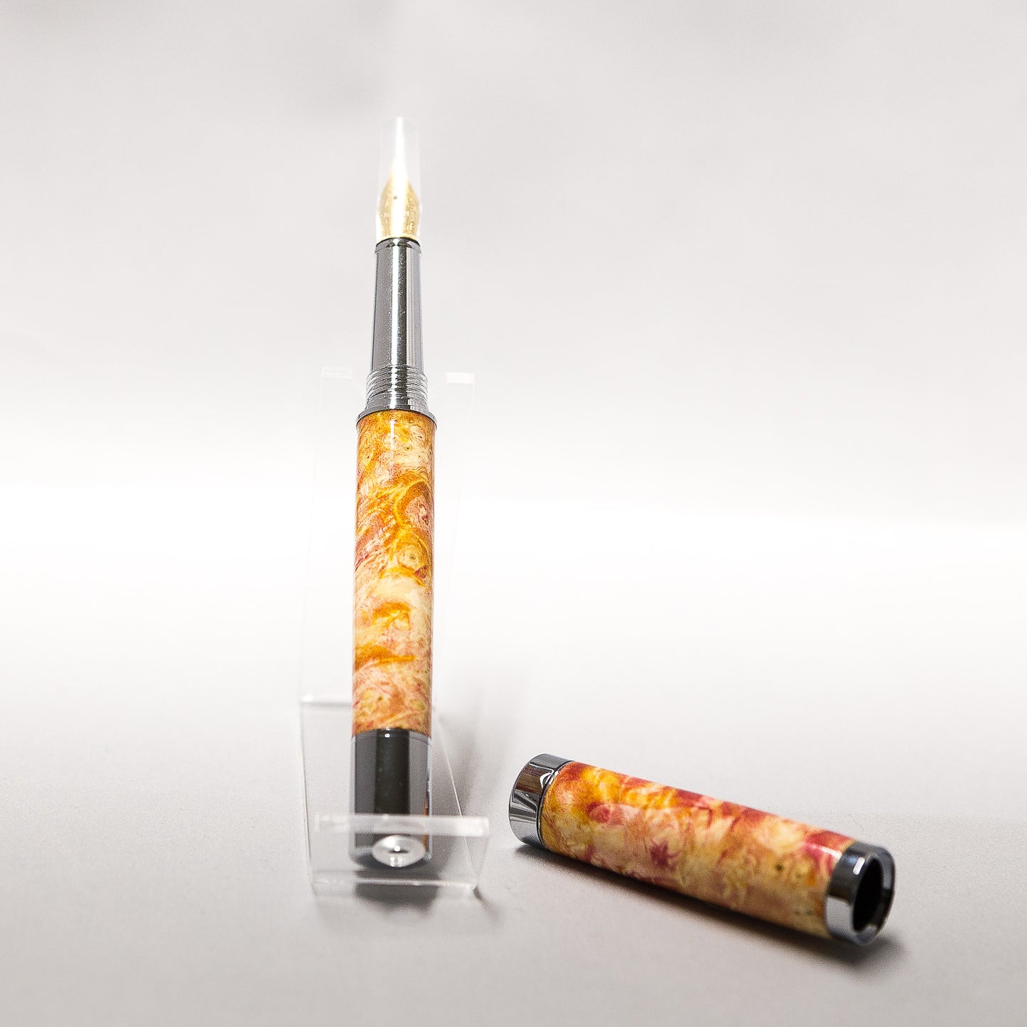 Atrax Fountain Pen Box Elder Burl Flame