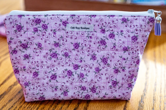 Purple Roses Quilted Cosmetic Bag *Limited Edition*
