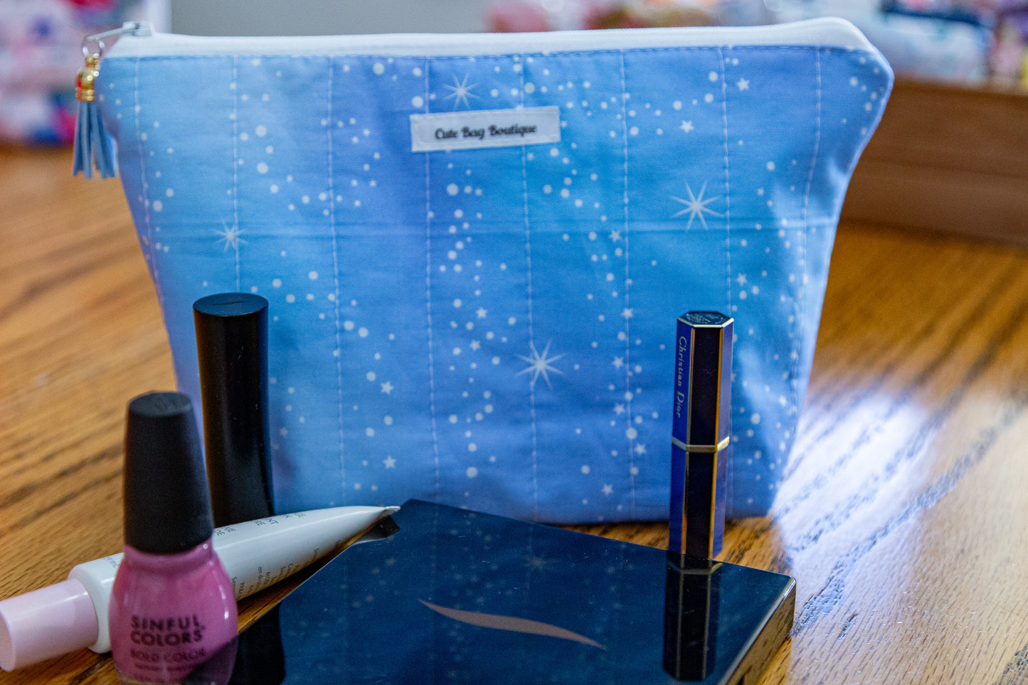 Frosty Swirls Quilted Cosmetic Bag