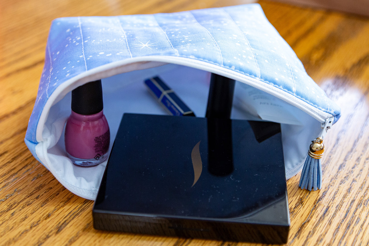 Frosty Swirls Quilted Cosmetic Bag