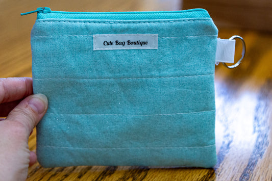 Aqua Sparkle Quilted Keychain Wallet