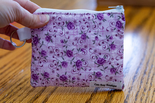 Purple Roses Quilted Keychain Wallet *Limited Edition*