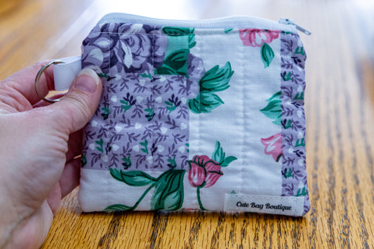 Purple and Green Quilted Keychain Wallet *Limited Edition*