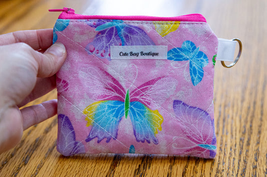 Bright Butterflies Quilted Keychain Wallet