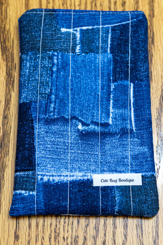 Denim Patches Quilted Small Book Sleeve