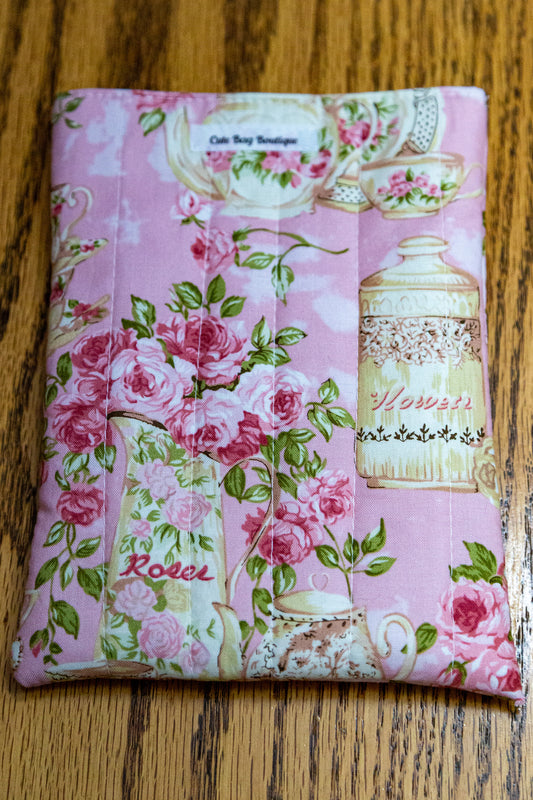 Rose Garden Tea For Two Pink Quilted Kindle Sleeve