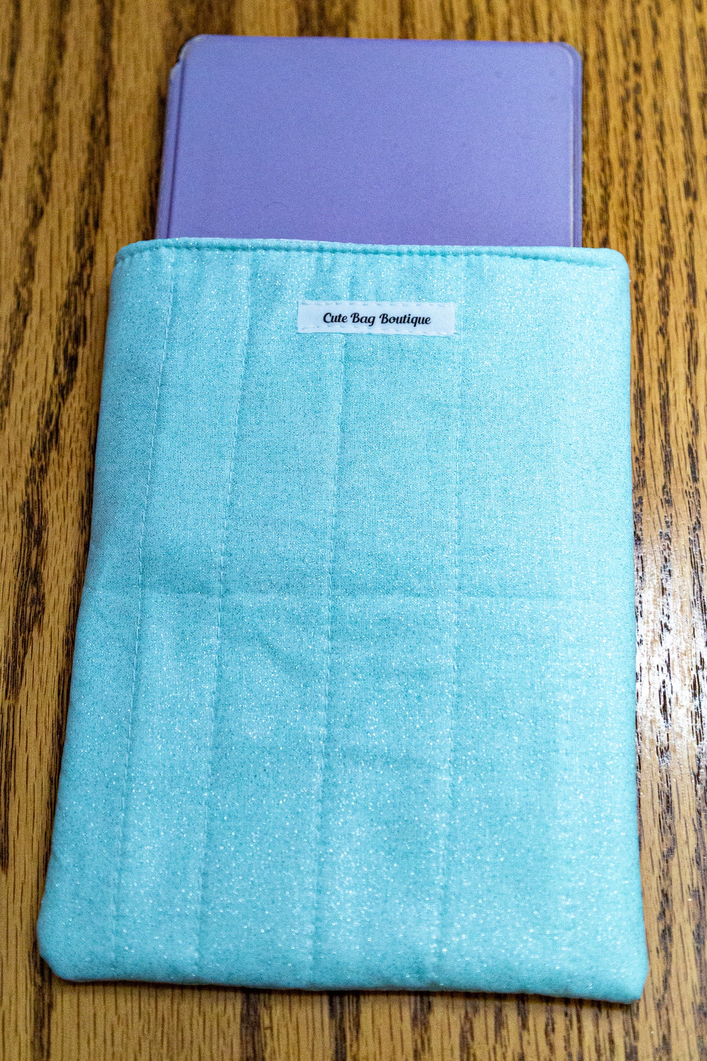 Aqua Sparkle Quilted Kindle Sleeve