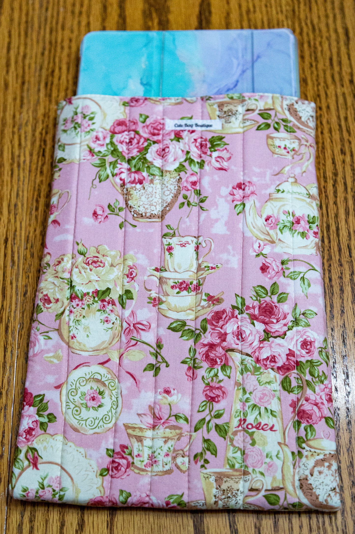 Rose Garden Tea For Two Pink Tablet Sleeve