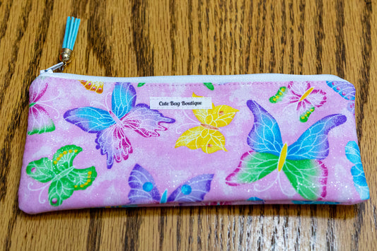 Bright Butterflies Quilted Pencil/ Sunglasses Case