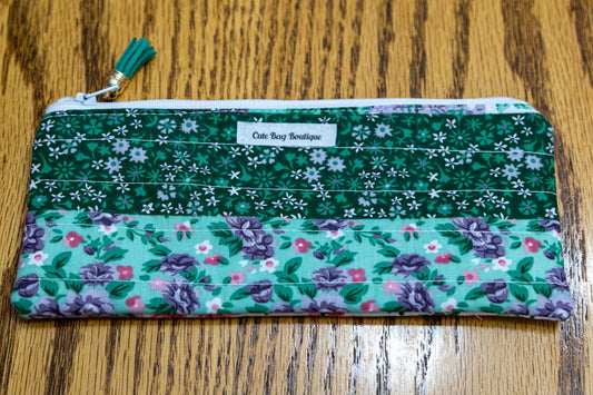 Purple and Green Quilted Pencil/ Sunglasses Case *Limited Edition*
