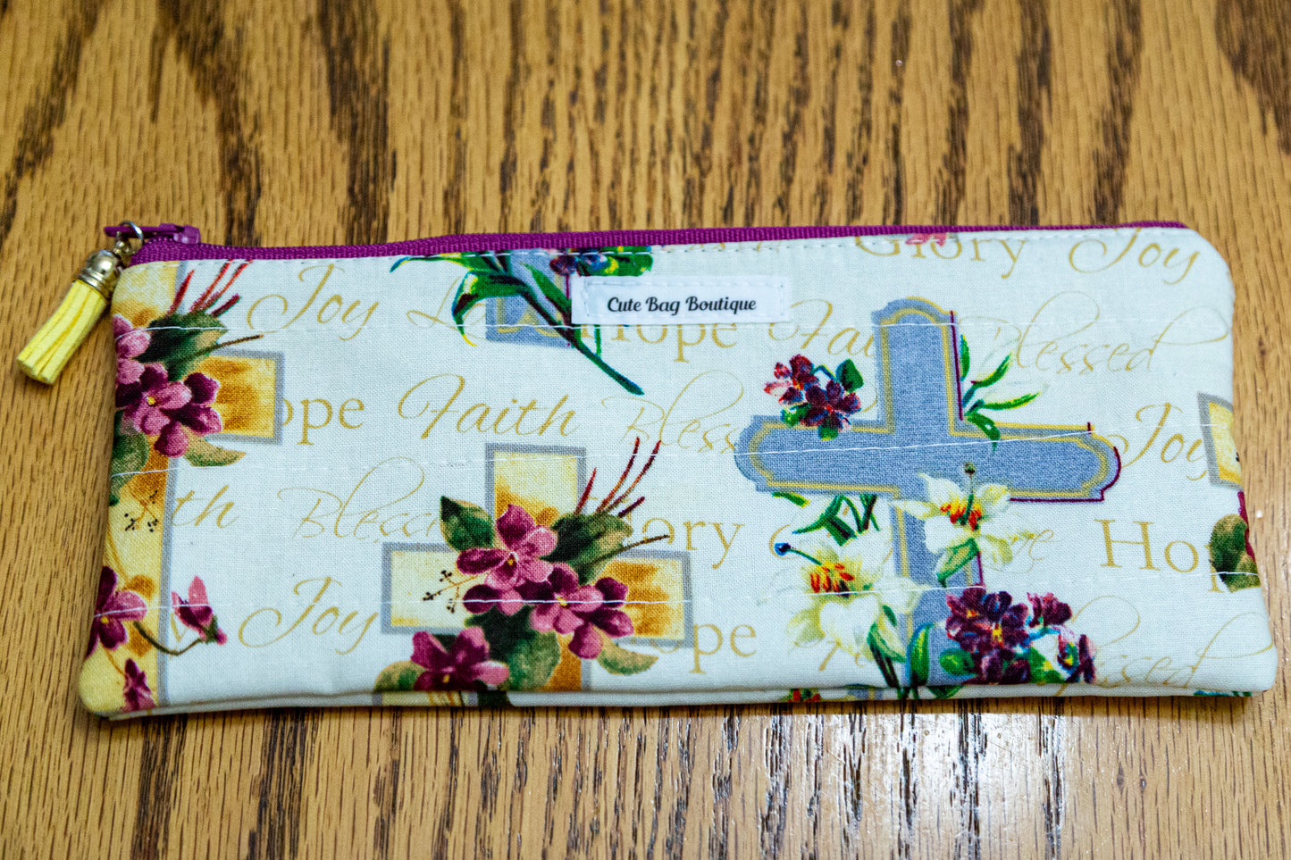 Hope, Faith, and Love Quilted Pencil/ Sunglasses Case