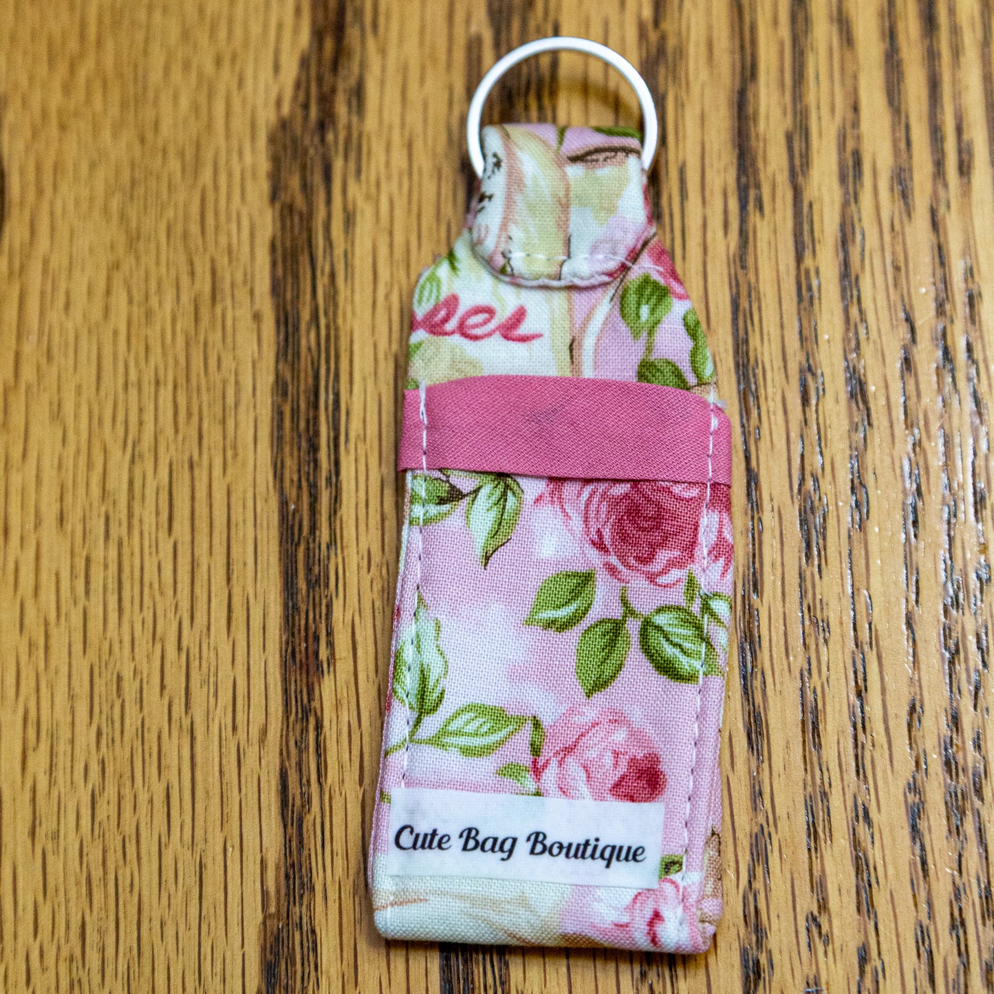 Rose Garden Tea For Two Pink Chapstick Keychain