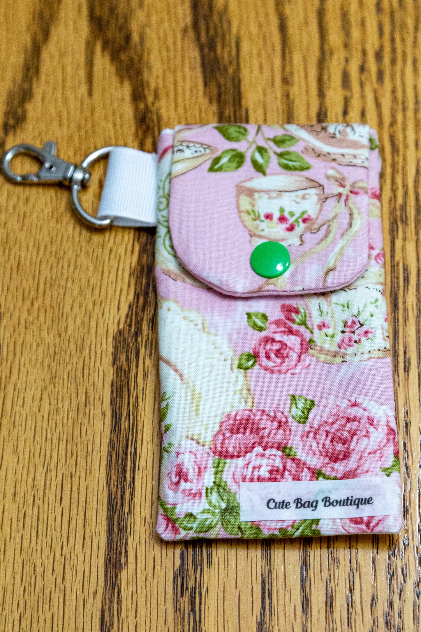 Rose Garden Tea For Two Pink Hand Sanitizer/Lotion Keychain
