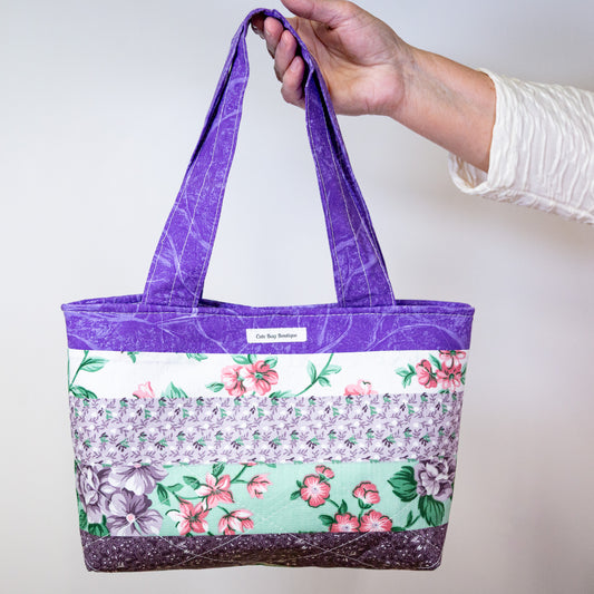 Quilted Purple and Green Bible Bag