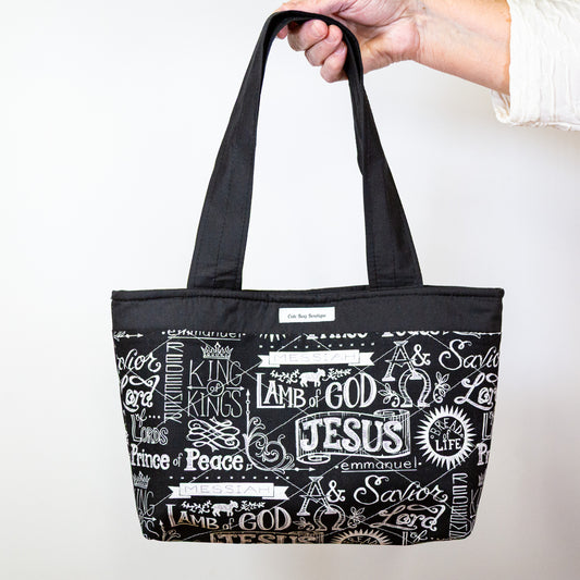 Quilted Chalk Names of Jesus Bible Bag