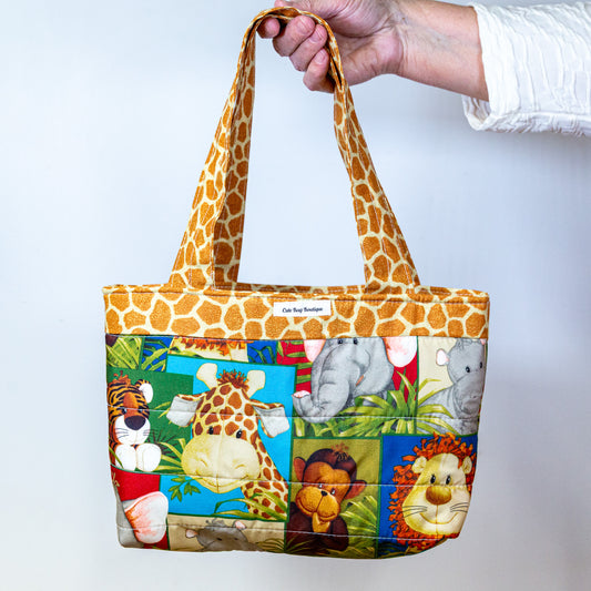 Quilted Zoo Animals Kid Tote Bag