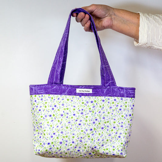 Quilted Ditsy Floral Purple Bible Bag/Mini Tote