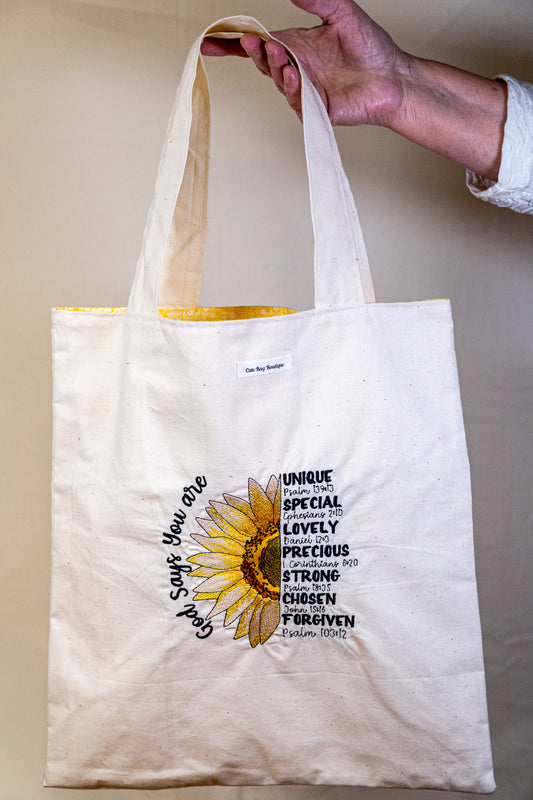 Embroidered God Says You Are Tote Bag