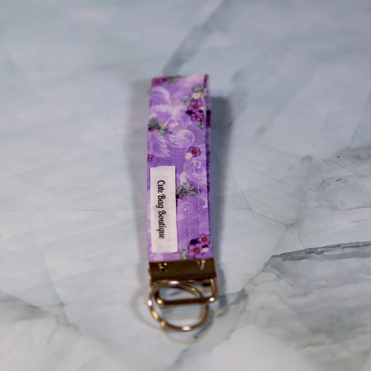 Purple Flowers Quilted Wristlet