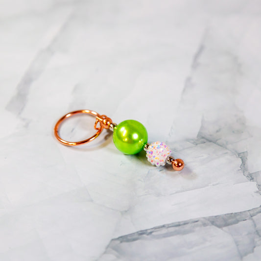 Green Pearl Sparkle Water Cup Charm