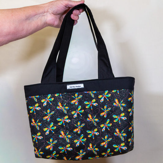 Quilted Sparkling Dragonflies Bible Bag/Mini Tote