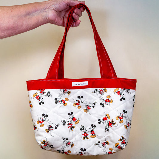 Quilted Mickey and Minnie Mouse Kid Tote Bag