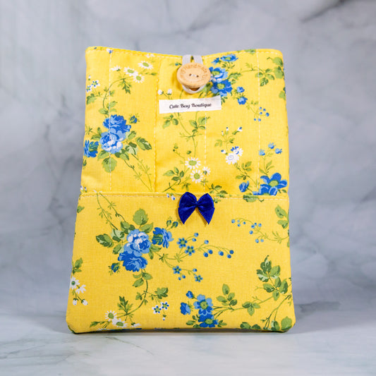 Yellow & Blue Floral Quilted Kindle Sleeve