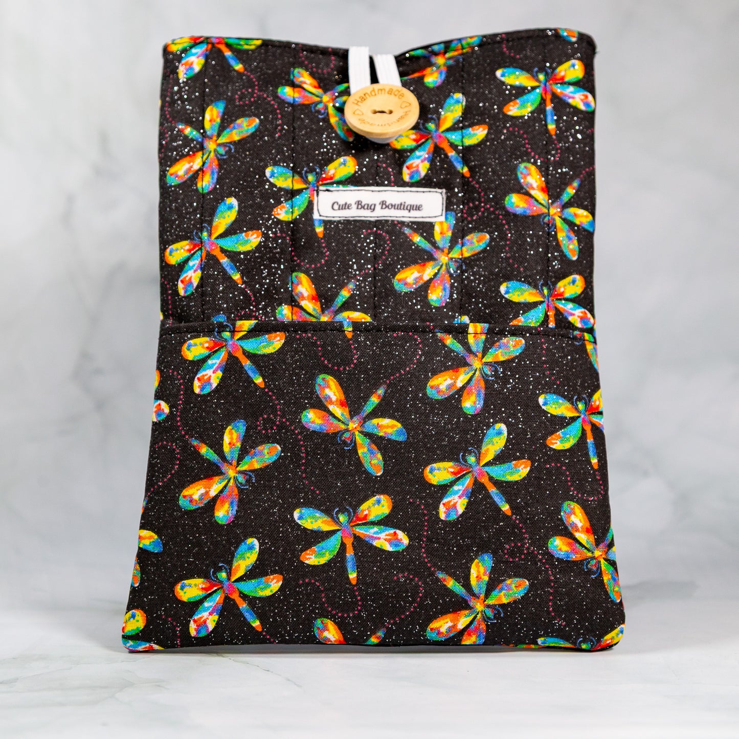 Black Sparkling Dragonflies Quilted Kindle Sleeve *Limited Edition*