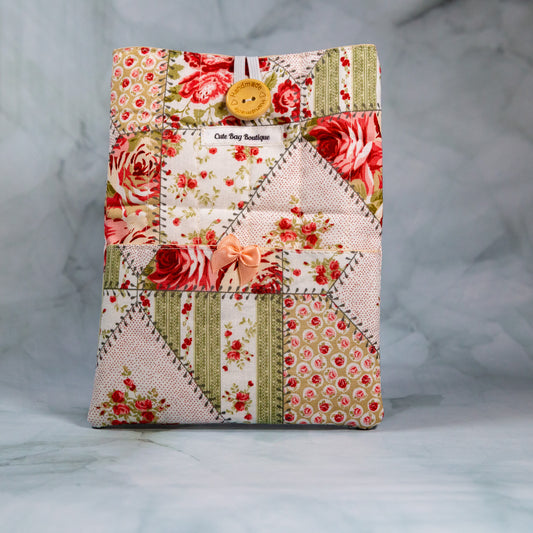 Pink & Sage Floral Patch Quilted Kindle Sleeve