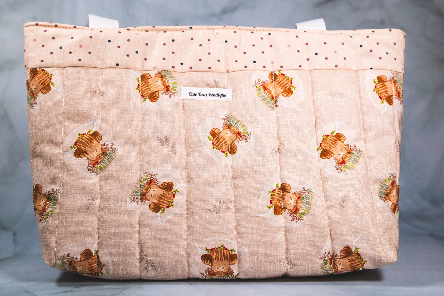 Quilted Highland Cow Bible Bag/Mini Tote